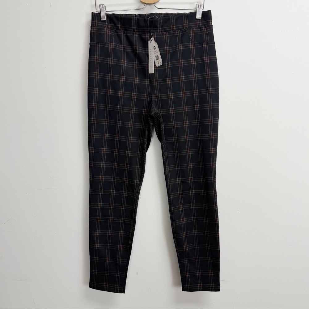 Sanctuary Pants Womens XL Gray Plaid Pull On Stretch NWT